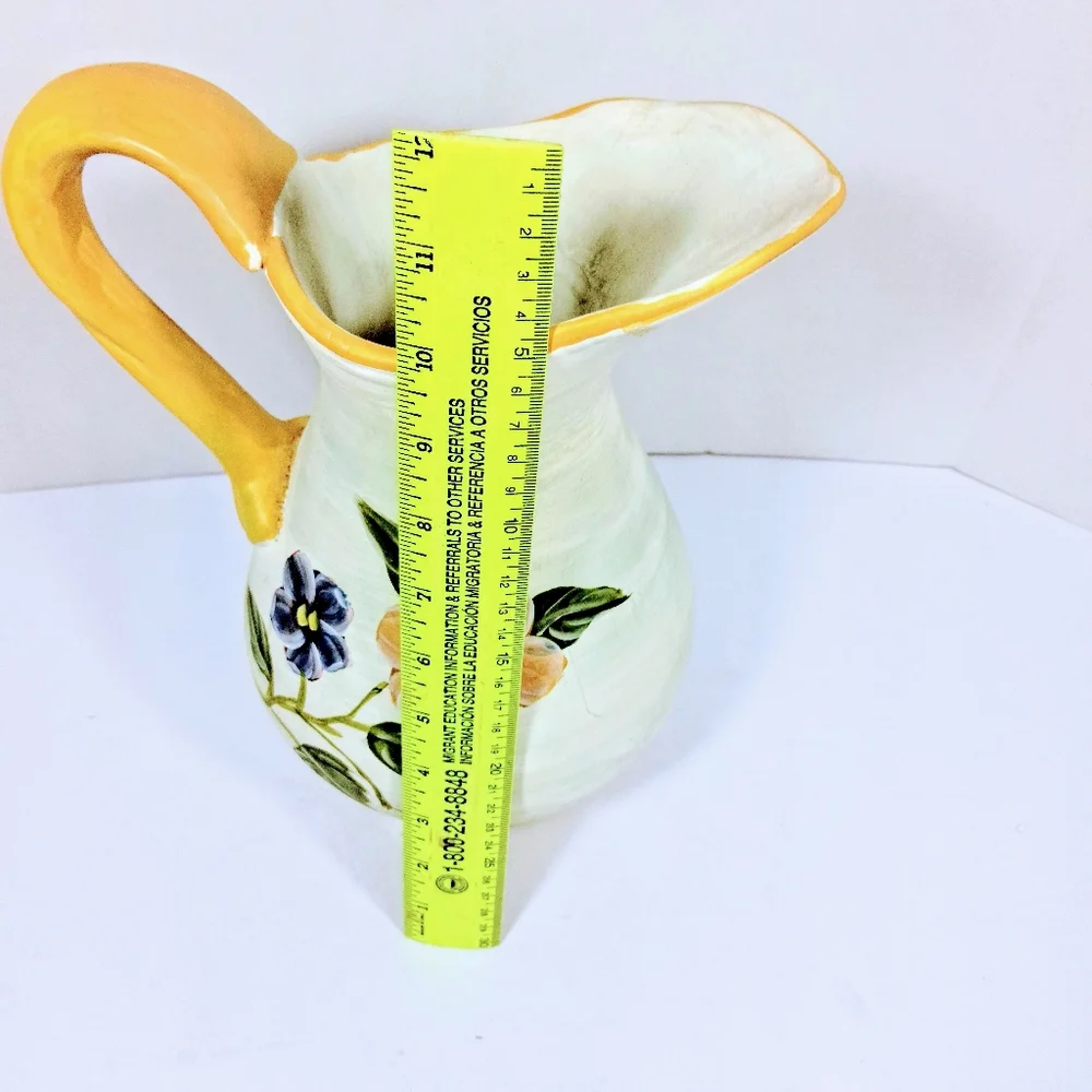 Hand Painted Large Decorative Floral Ceramic Pitcher/Vase/Accent/Adornment